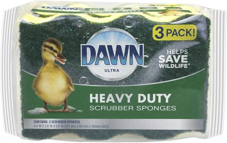 Heavy Duty Kitchen Dish Sponges, Green/Yellow (Pack of 3)